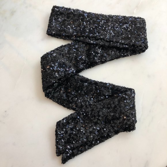 Express Black Sequin Halter Neck Tie Waist Jumpsuit Size L - Picture 15 of 16